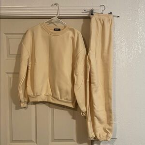 Cream Cozy Sweatshirt & Jogger Set